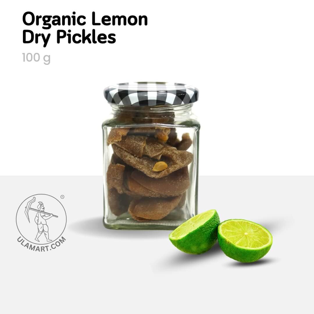 Organic Dry Lemon Pickle - Packed in Glass Bottle
