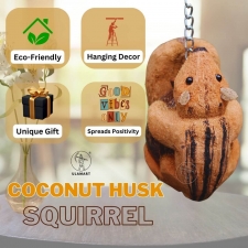 Coconut Shell Squirrel Hanging | Home Decor