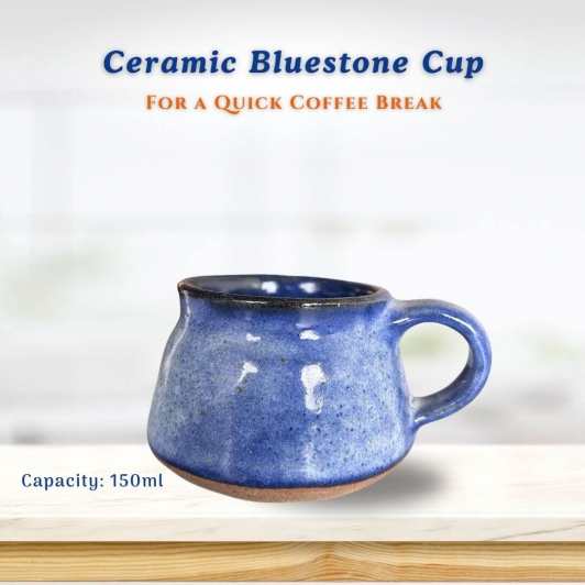 Ceramic Blue Stone Coffee Cup | Blue | 150ml