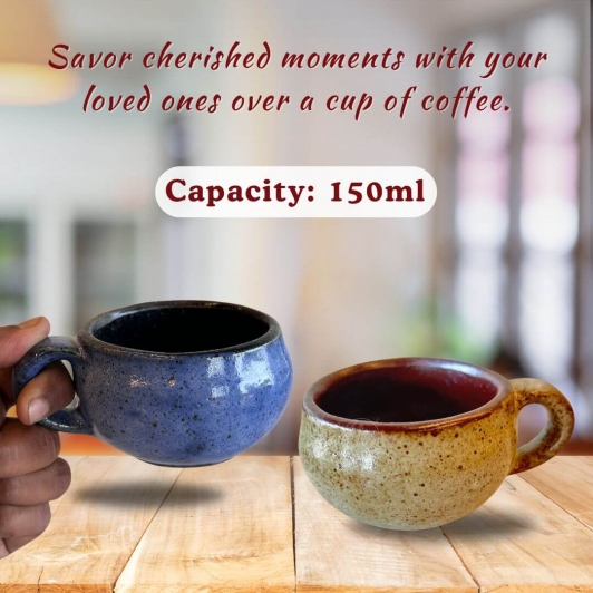 Bubbly Ceramic Coffee Mugs - Set of 2 | Capacity 150ml each