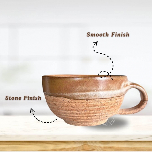 Ceramic Cozy Soup Bowl Mug | Mocha Coffee Cup | 225ml