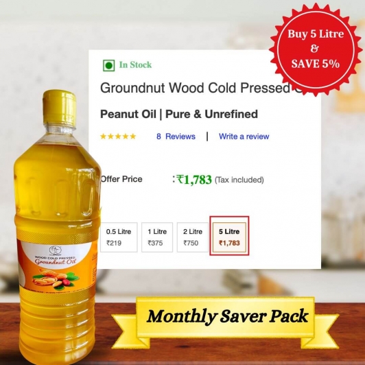 Groundnut Wood Pressed Oil | Marachekku Ennai | Peanut Oil