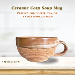 Ceramic Cozy Soup Bowl Mug | Mocha Coffee Cup | 225ml